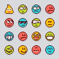 pegatinas de vector de emoji pixel