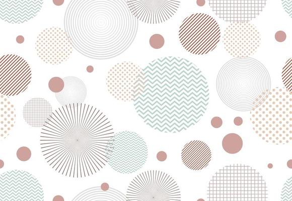 Seamless pattern of abstract circle shape elements on white background
