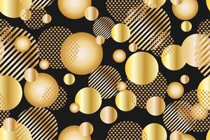 Seamless pattern of golden dots and geometric circle on black background vector