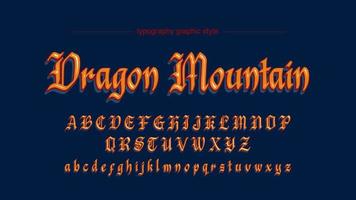 Medieval Old Script Calligraphy Orange Artistic Font vector