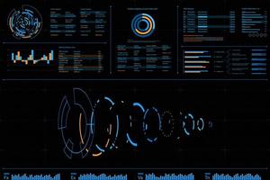 Tablero de datos futurista con diseño en espiral vector