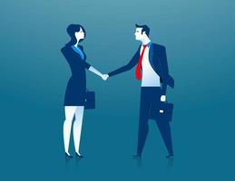 Business woman and business man shaking hands vector