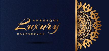 Golden Luxury Mandala Design with Blue Arabesque Pattern vector