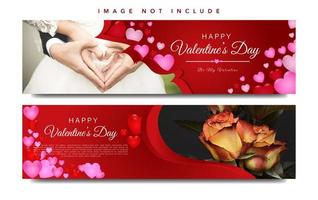 Conjunto de banner web de San Valentín rojo vector