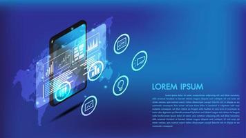 Isometric smart phone or tablet 3d interface vector