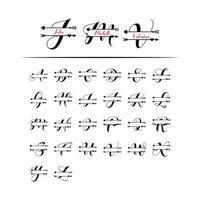 Set of initial love monogram split letter vector