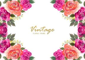 Hand painted colorful decorative vintage floral vector