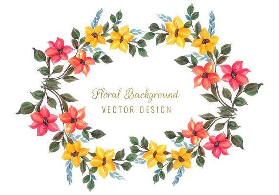 Decorative colorful floral frame design 