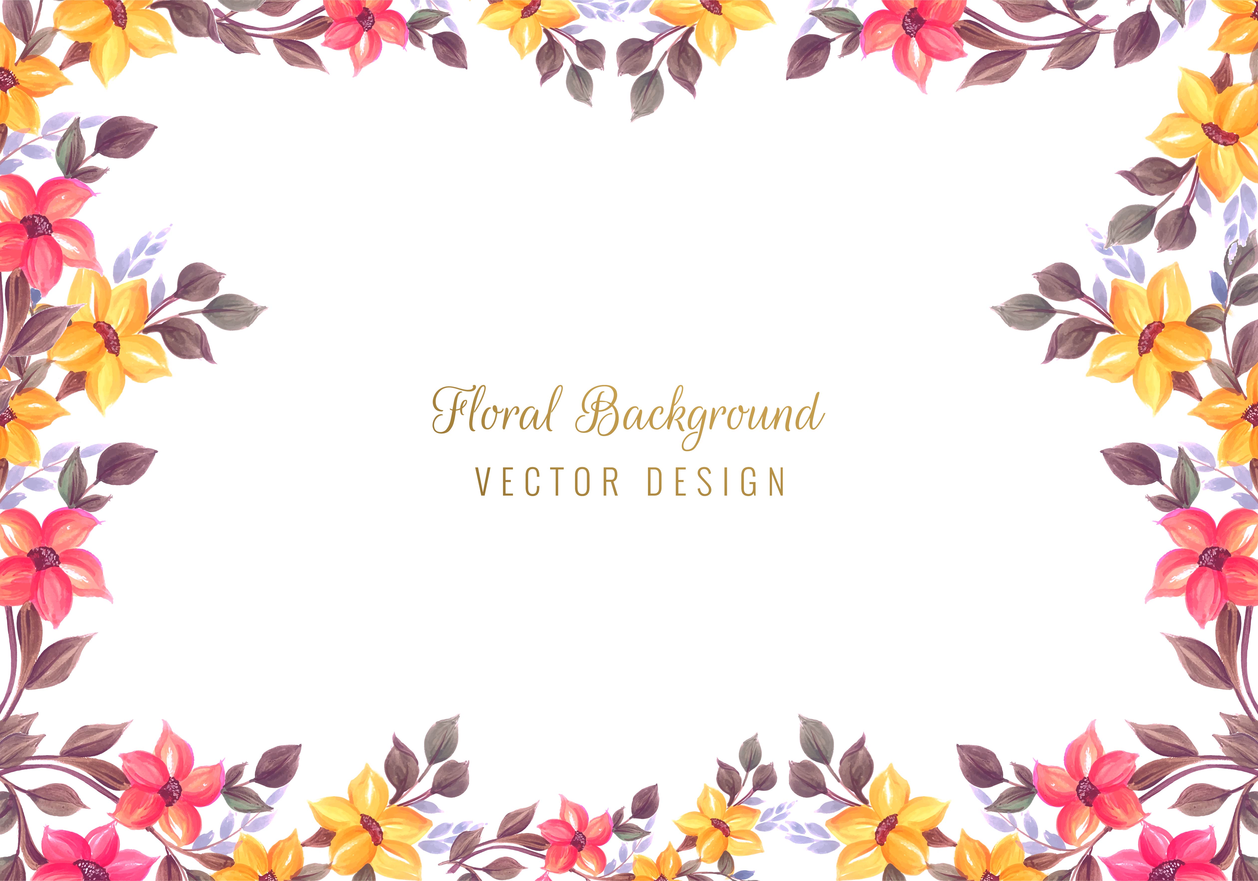 decorative colorful floral frame card background - download