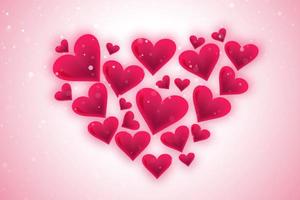 Happy valentines day lovely hearts in heart shape on soft pink background vector