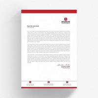 White letterhead template with red header and footer and geometric pattern vector