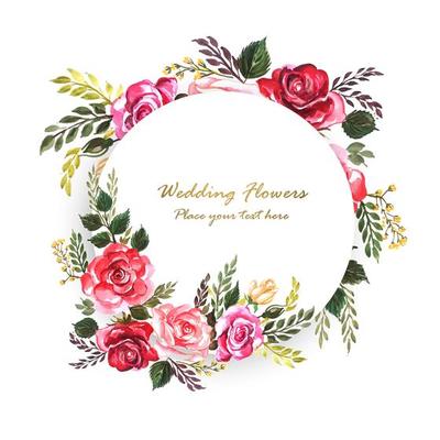 Beautiful wedding decorative flowers round frame with space for text