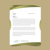 Curved Olive Letterhead Pad Template Design vector