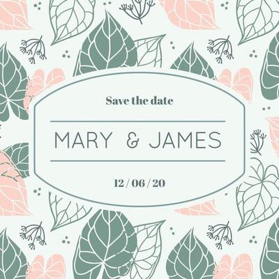 Floral Leaf Wedding Invitation card and Frame with space for text