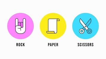 Rock Paper Scissors Vector Line Icons