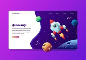 Spaceship In Space Landing Page vector