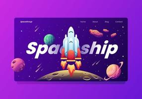 Spaceship Taking Off Landing Page vector