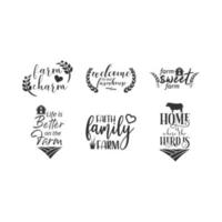 Farm quote lettering typography set vector