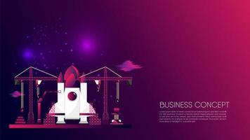 Construction of spaceship business concept vector