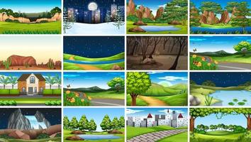 Set of scenes in nature setting vector