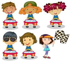 Kids car racing cartoons vector