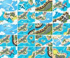 Set of aerial view scenes vector