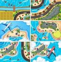 Aerial view scenes set vector