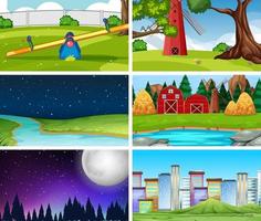 Set of scenes in nature setting vector