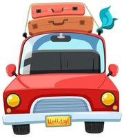 A Travel Car and Luggage on Top vector