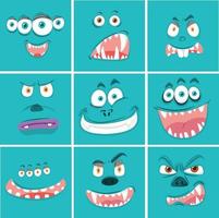 Set of monster facial expression vector