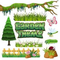 Set of garden element vector