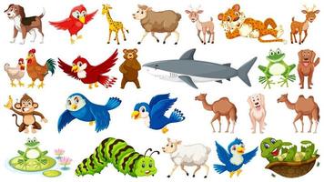 Set of many wild animals vector