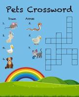 Pet crossword game template vector