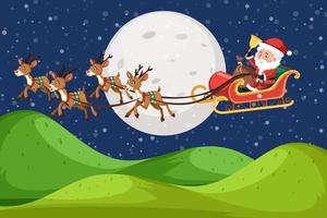 Nature scene background with santa claus at night vector