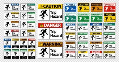 Set Trip Hazard Sign on transparent background vector