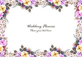 Marco de flores decorativas de boda con fondo de tarjeta de invitación vector