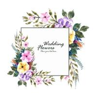 wedding invitation flowers frame card design vector