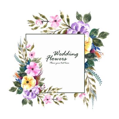 wedding invitation flowers frame card design