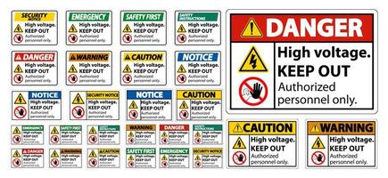 High Voltage Keep Out Sign Set vector