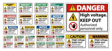 High Voltage Keep Out Sign Set vector