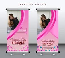 Conjunto de banner enrollable de San Valentín vector