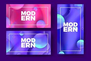 Banners modernos degradados con coloridas formas 3D vector