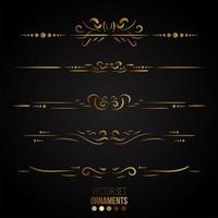 Gold Rule Lines and Ornaments collection vector