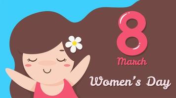 8 March Women's Day with Girl vector