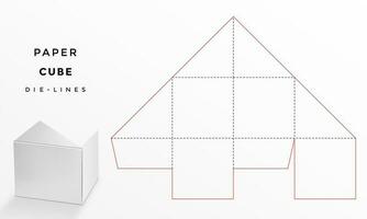 paper cube template with  die-lines vector