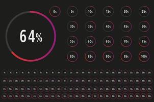 Conjunto de 0-100 Diagrama de porcentaje listo para usar vector