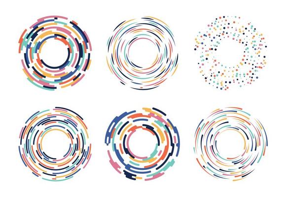 Collection of exotic colorful abstract circle elements