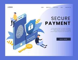 Secure Payment isometric landing page vector