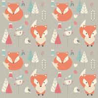 Seamless pattern with cute Christmas baby fox vector