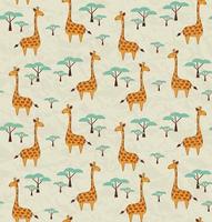 Seamless pattern with giraffes and trees vector